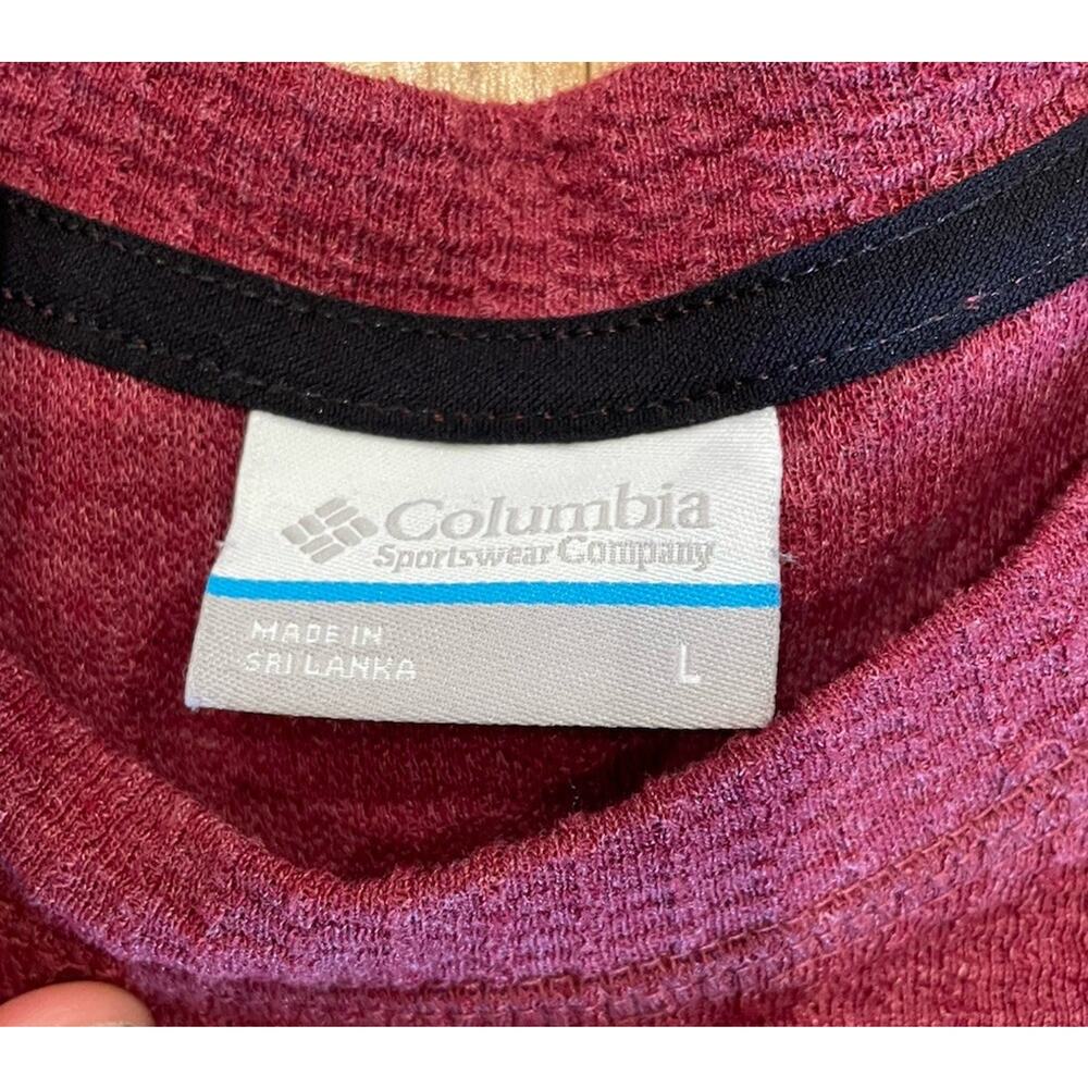 Columbia Men's L Red Knit Crew Neck Sweatshirt Long Sleeve Logo - Picture 2 of 3